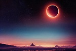 Lunar eclipse moon desert landscape blood moon stars nature wilderness