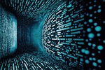 Big data abstract abstract background backgrounds wallpapers internet high tech tech digital data coding technology pattern blue hallway tunnel