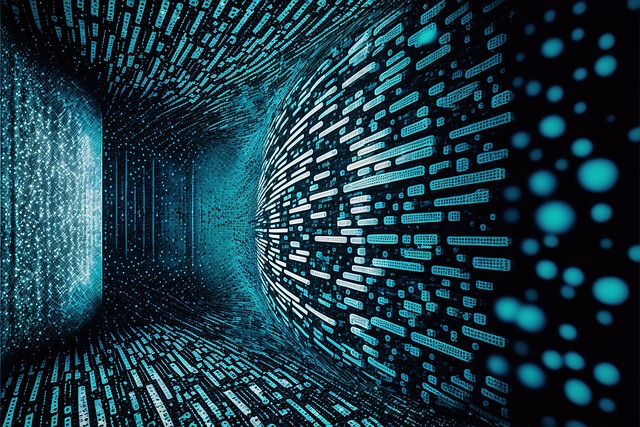 Big data abstract abstract background backgrounds wallpapers internet high tech tech digital data coding technology pattern blue hallway tunnel