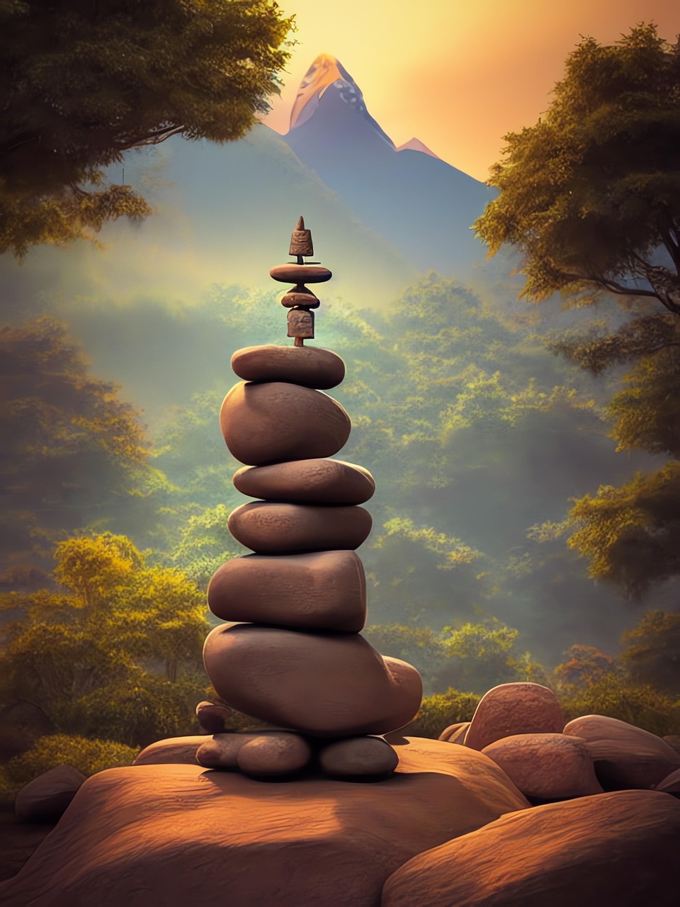 generated, cairn, stone cairn, rock cairn, rocks, volcanic stones, monumental sculpture, sculpture, nepal, everest, himalayas, tibet