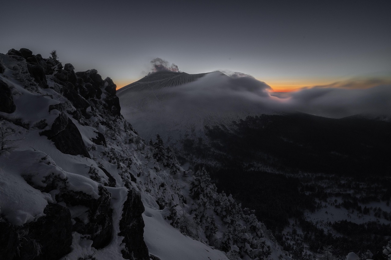 sonnenuntergang, berg, vulkan, natur, landschaft