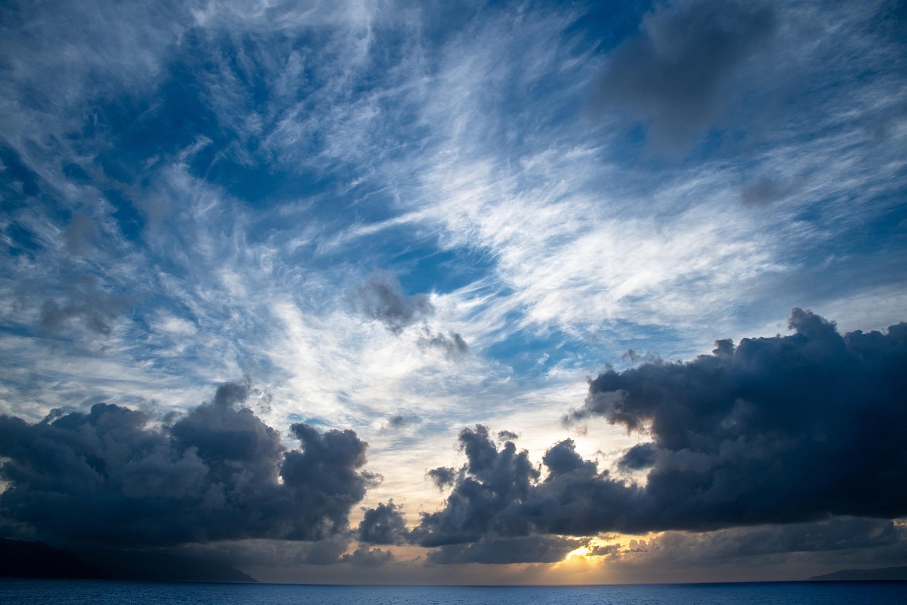 soluppgång, stilla havet, kust, solnedgång, strand, ö, hav, moln, himmel, sol, natur, hiva oa, atuona, marquesas öar, franska polynesien