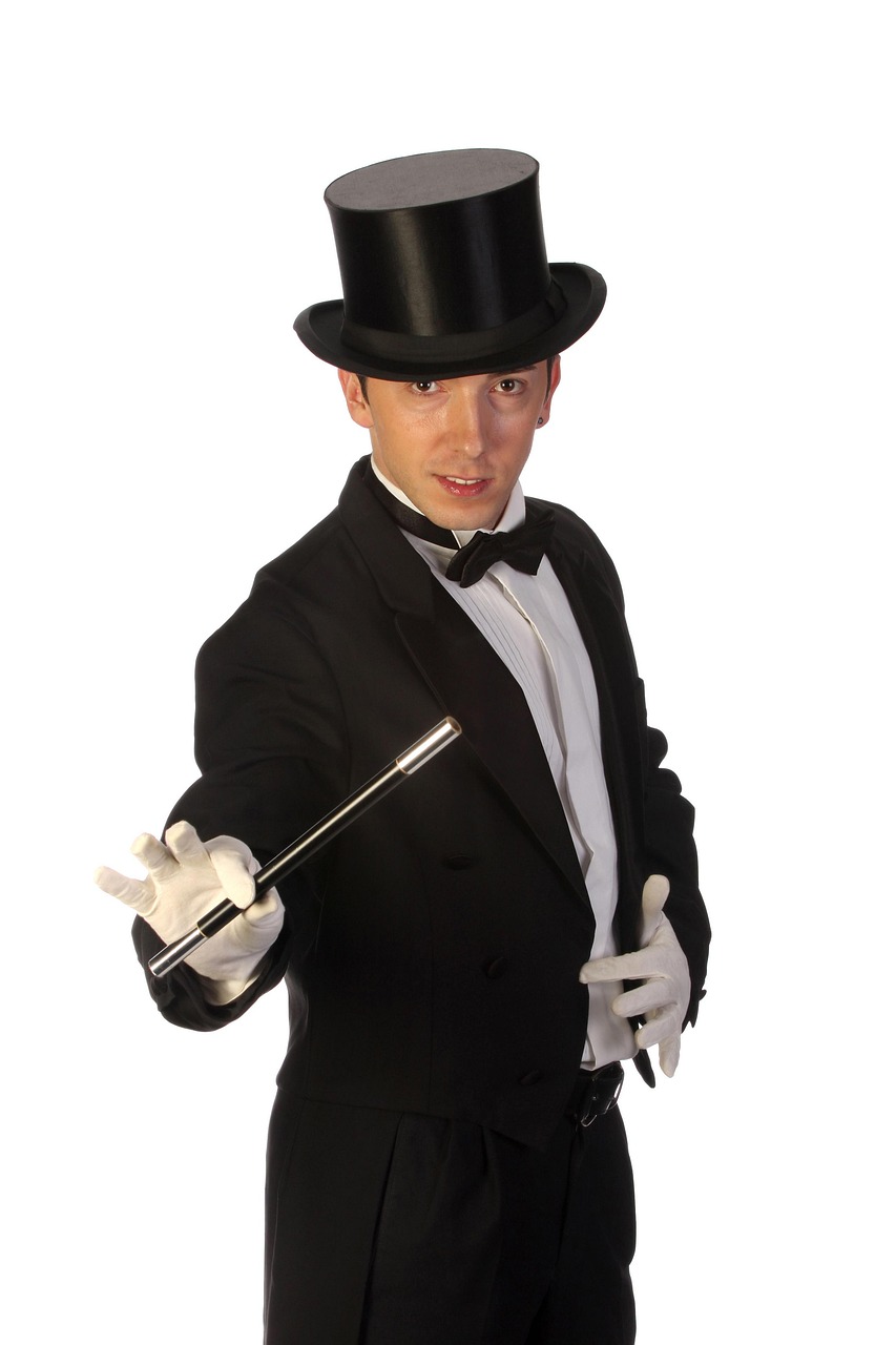 magic, trick, talent, show, adult, attractive, background, cap, caucasian, concept, entertainment, expression, beautiful wallpaper, finger, fun, funny, game, gestures, hand, hat, illusion, isolated, leisure, magical, magician, male, man, men