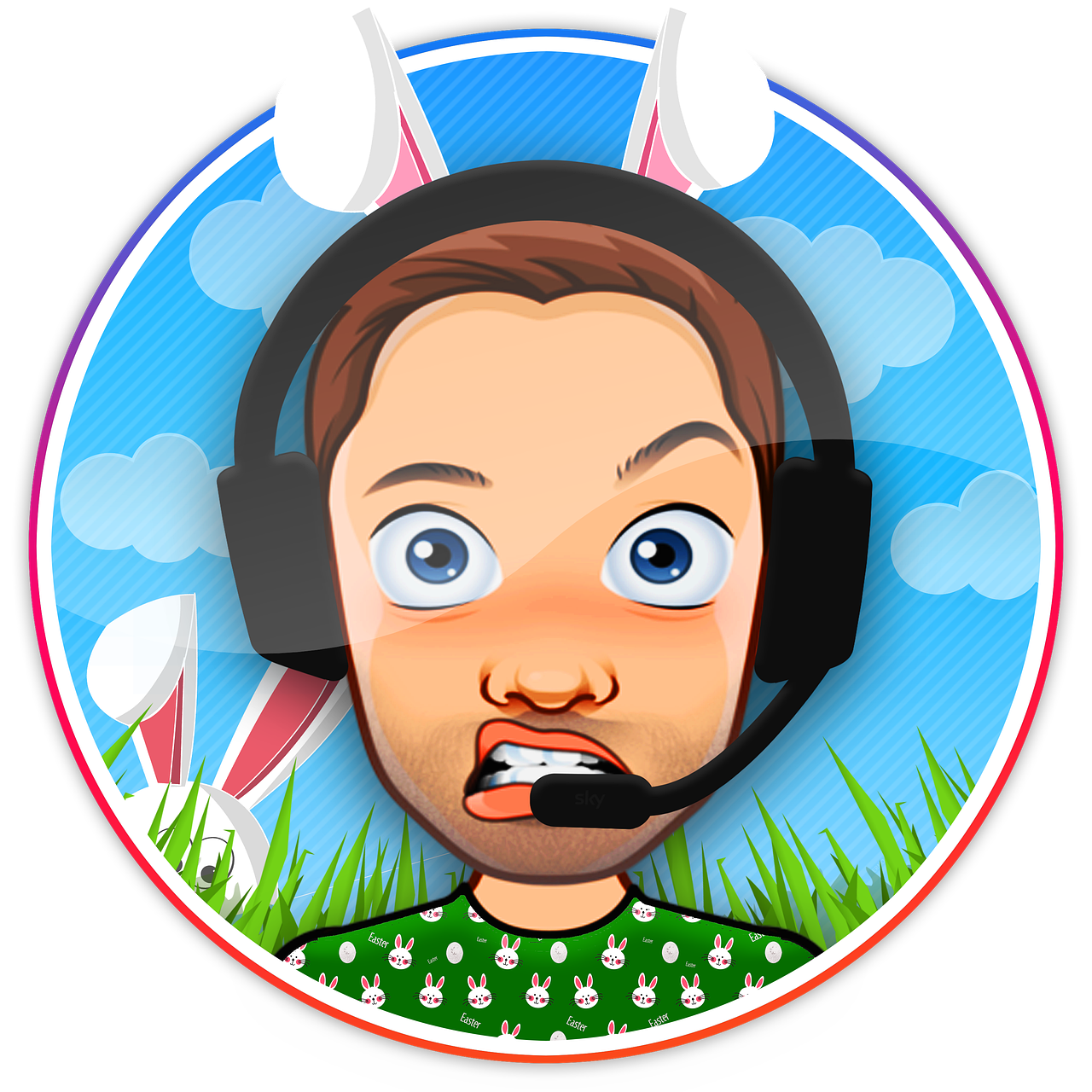profile pic, call center, easter, headset, easter bunny, rabbit, fun, human, nature, clouds, cut out