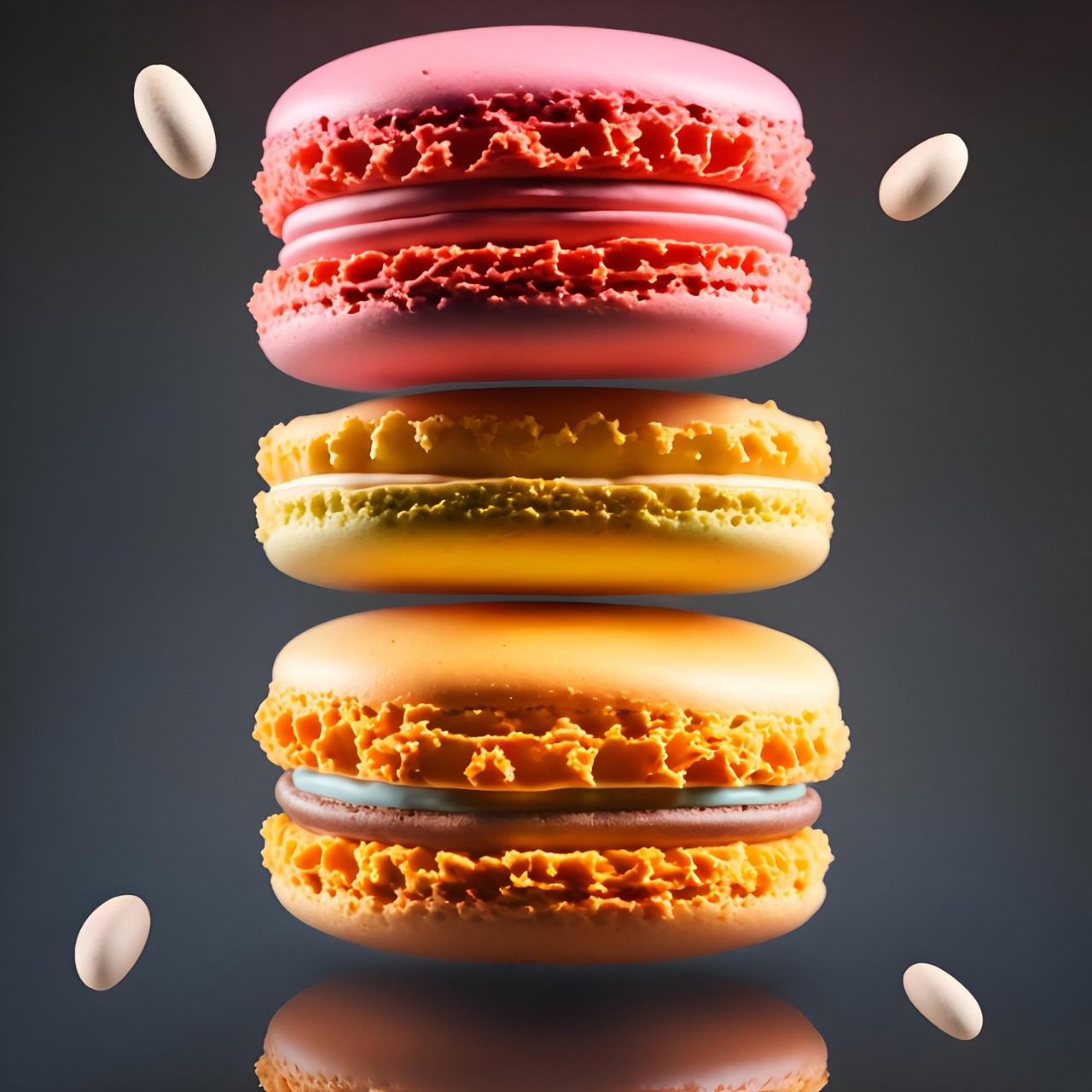 ai generowane, makaroniki, deser, słodycze, pieczywo, jedzenie