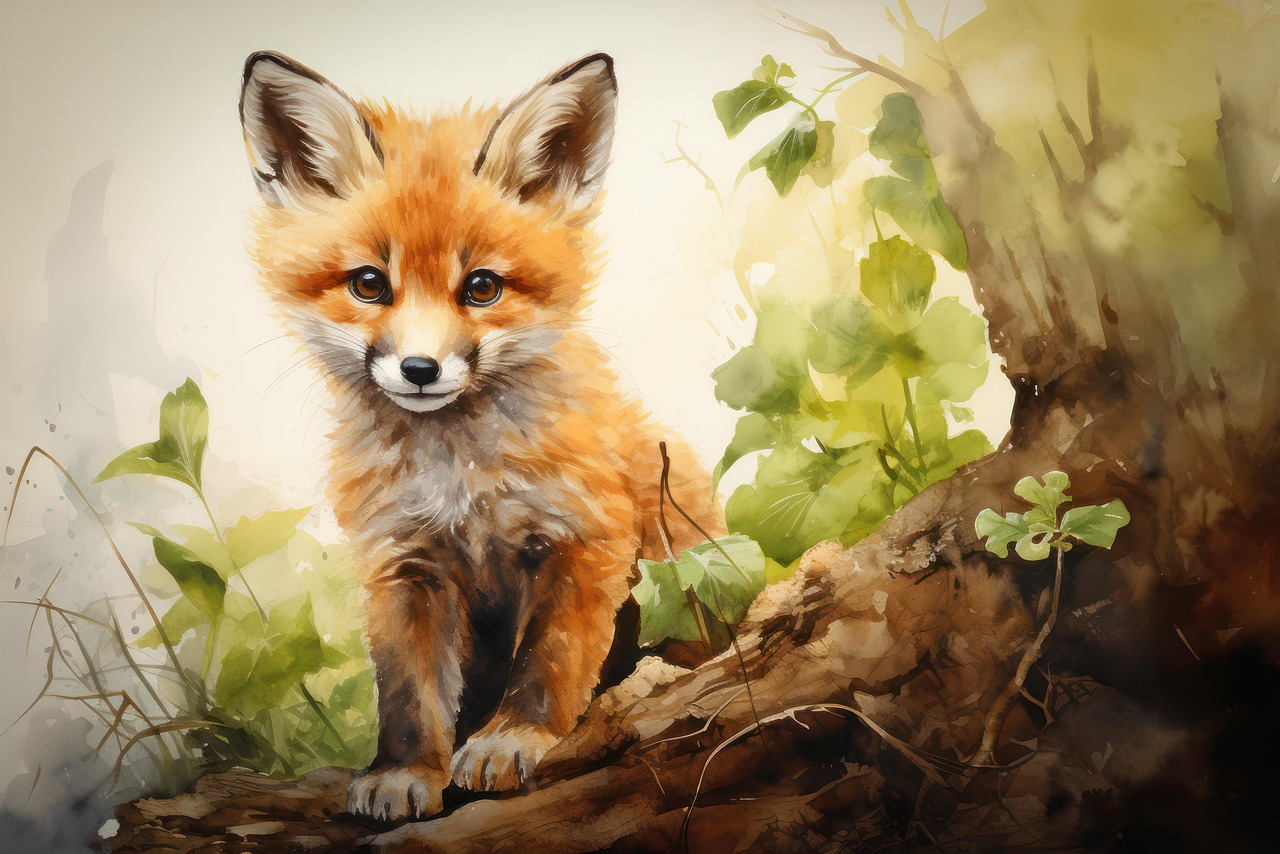 ai generated, fox, cub, canine, mammal, fox baby, cute, animal