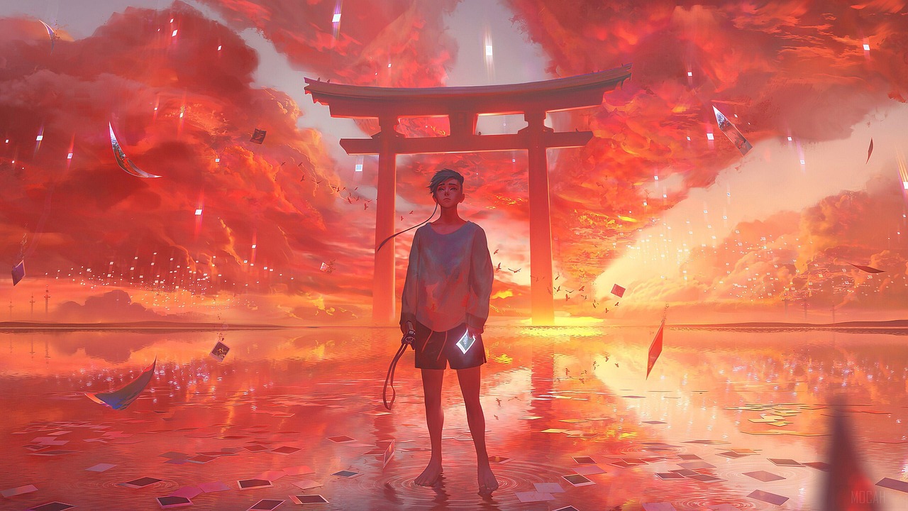 ai generated, man, torii, gate, boy, anime, fantasy, portrait, anime, anime, anime, anime, anime