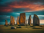 Ai generated rocks monument ancient history stones landscape formation architecture building