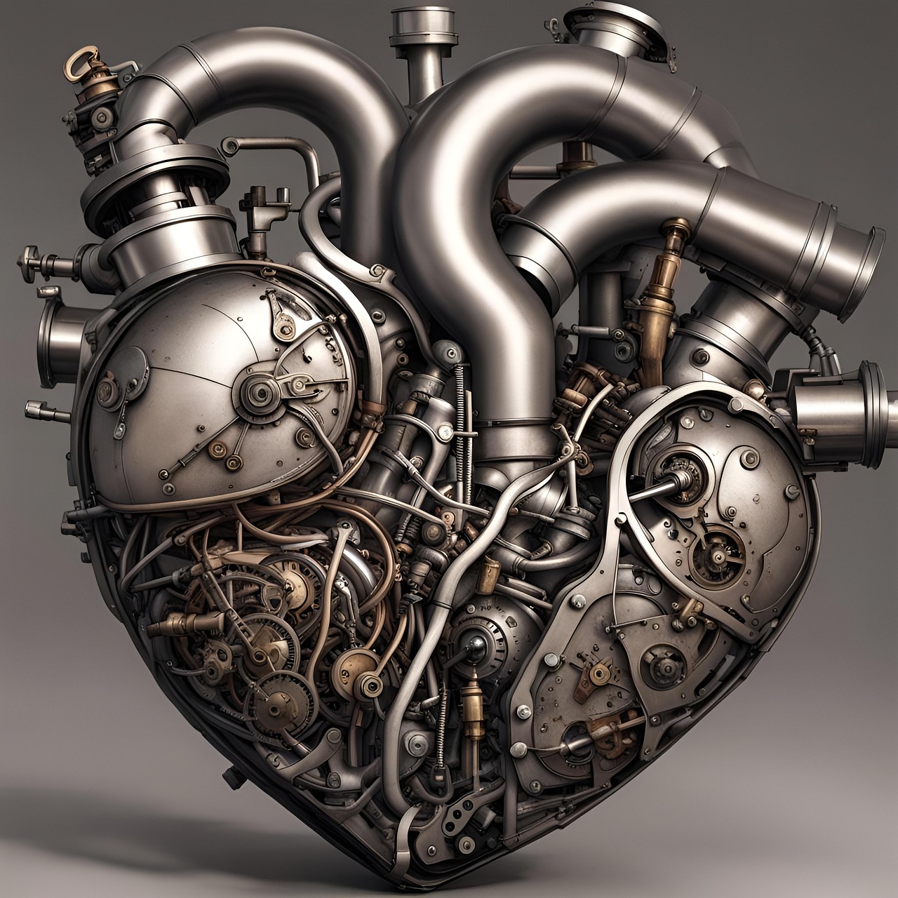 ai généré, cœur, mécanique, machine, la technologie, steampunk, organe, vie
