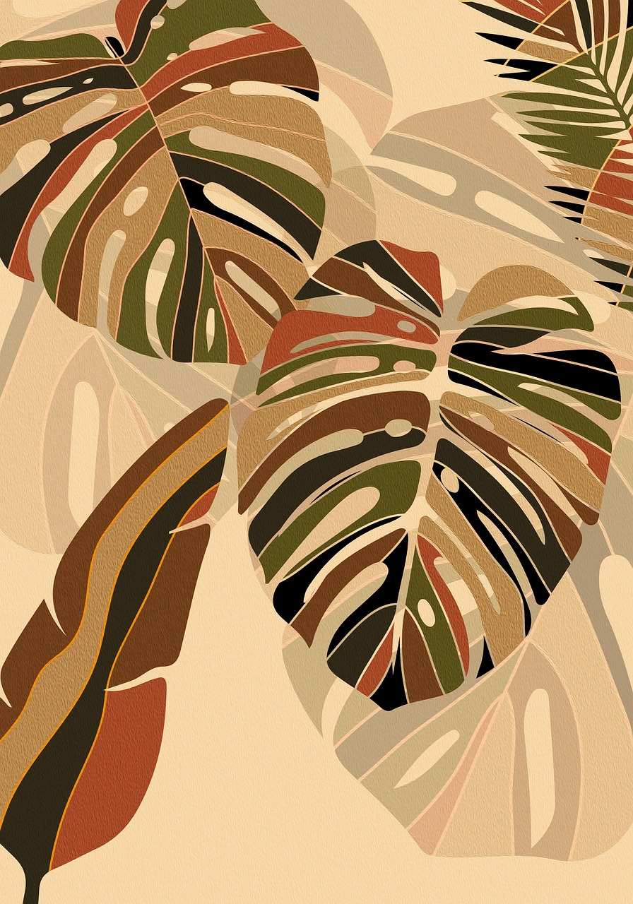 monstro, planta, folha, folhas, fundo floral, fundo, botânico, desenhando, natureza, minimalista, simples, furos
