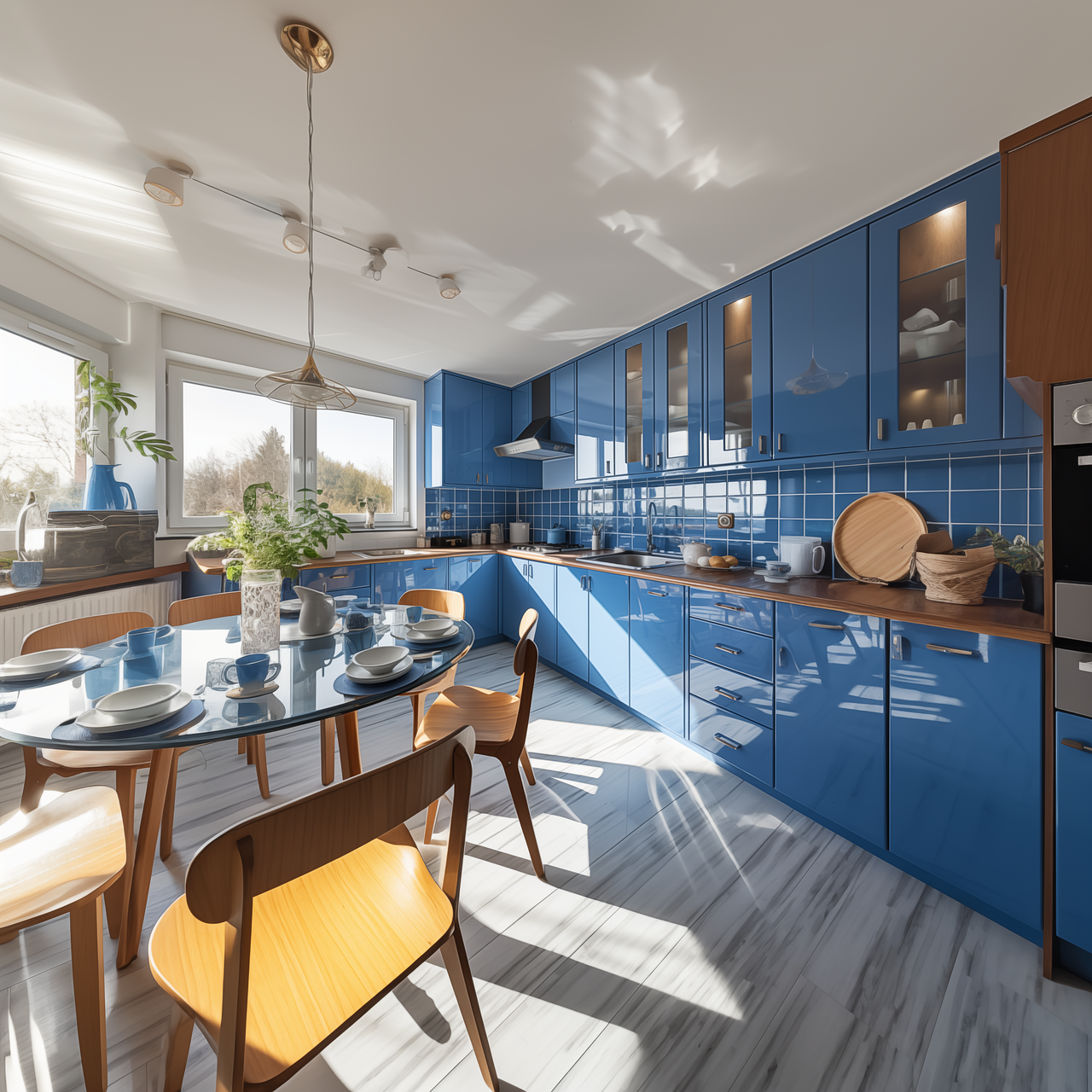 ai generiert, küche, innenarchitektur, luxus, geräumige, modern, zeitgenössisch