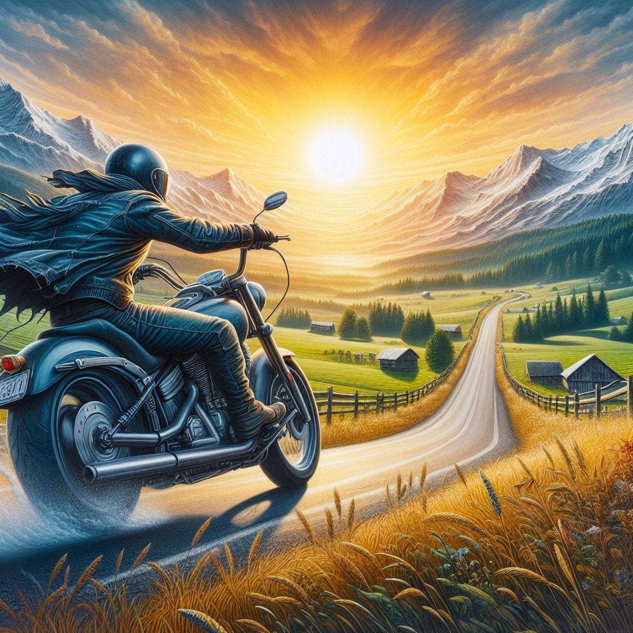 ai generated, motorcycle, chopper, bicycle, vehicle, harley, bike, biker, motorbike