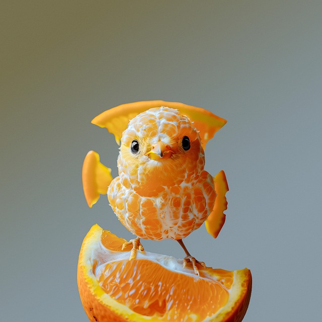 Ai generated orange chick bird fruit citrus nature ornithology avian nutrition vitamins organic