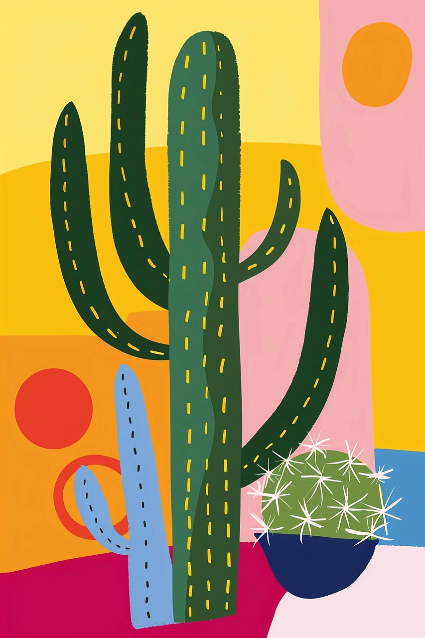 artă abstractă modernă, ilustrație minimalistă de cactus, decor minimalist pentru casă, tendințe de artă abstractă, arta cactusului, design minimalist, artă contemporană, colecție de artă, tendințe de design interior, cactus, suculent, natura, ai generat