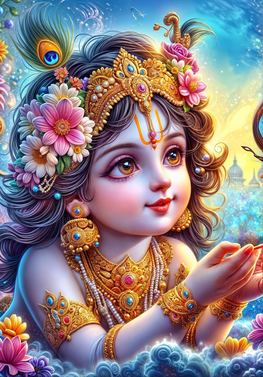 ai generiert, krishna, gott, hinduismus, hindu, indien, vrindavan
