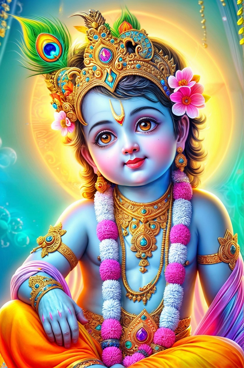 ai generiert, krishna, gott, hinduismus, hindu, vrindavan, indien