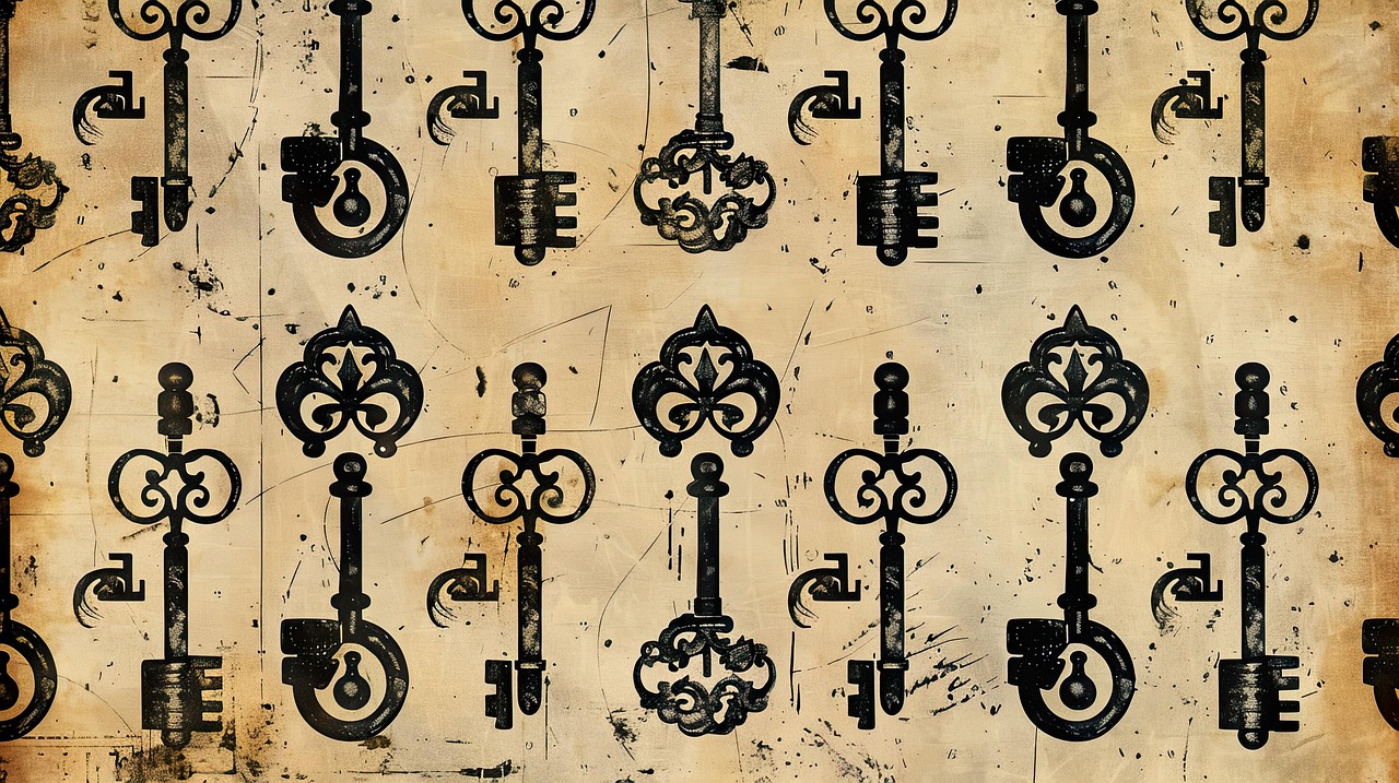key, key design, key pattern, pattern, vintage background, texture, lock, security, locked, ai generated