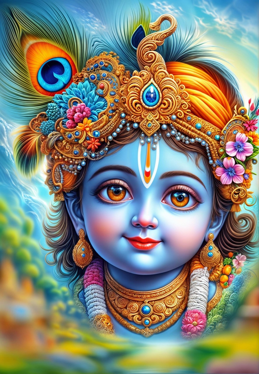 ai generiert, krishna, gott, hindu, indien, vrindavan, charakter, gottheit