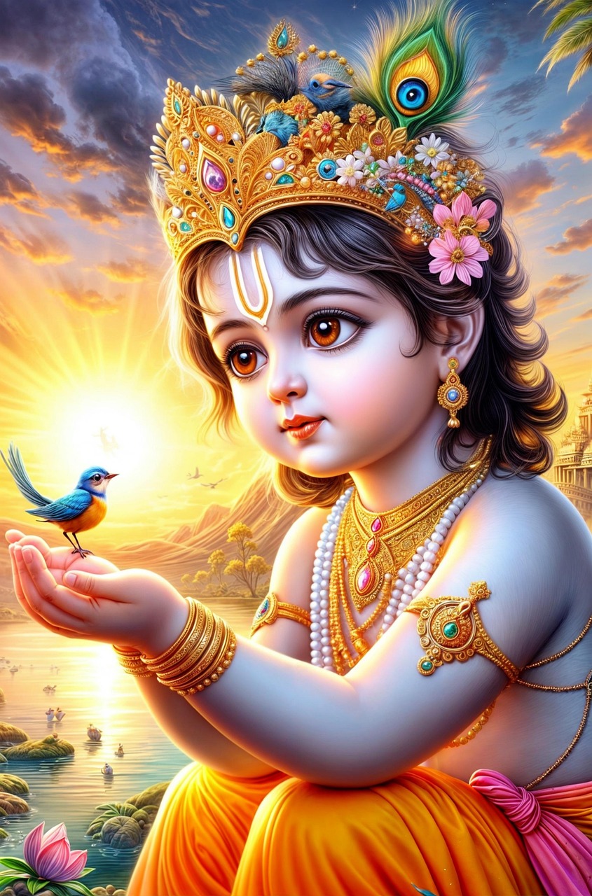 krishna, gott, hindu, indien, vrindavan, ai generiert