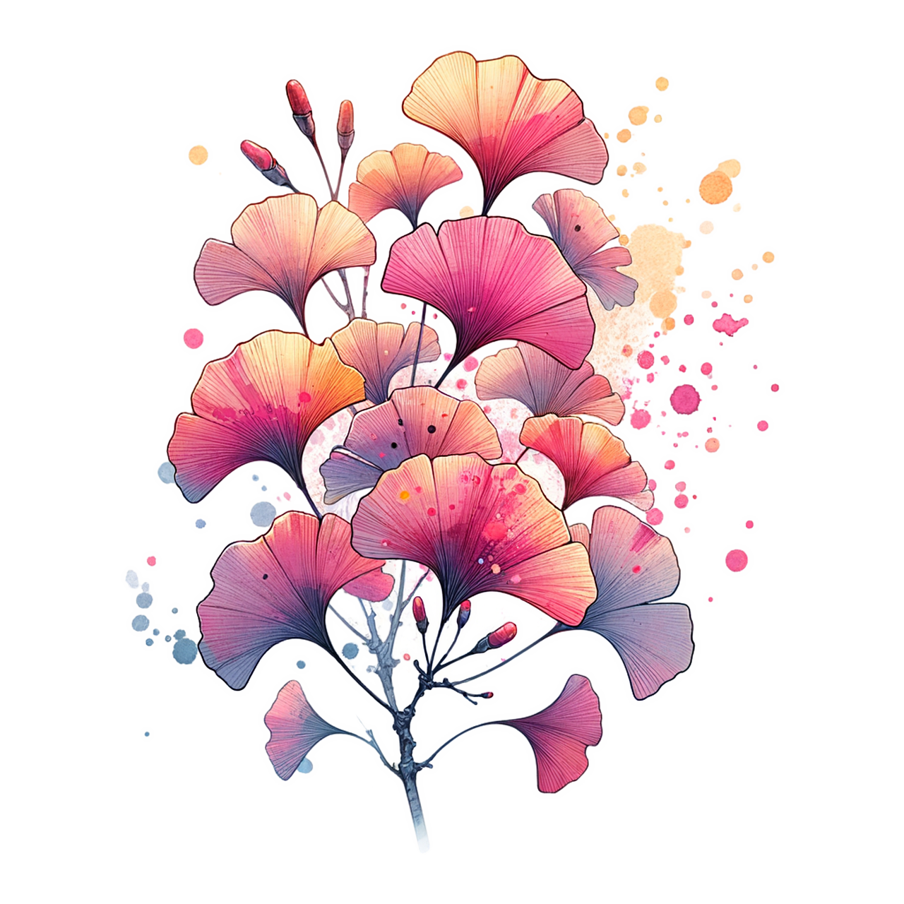 ginko, blätter, flora, botanik, pflanze, baum, ginkgo, natur, ai generiert
