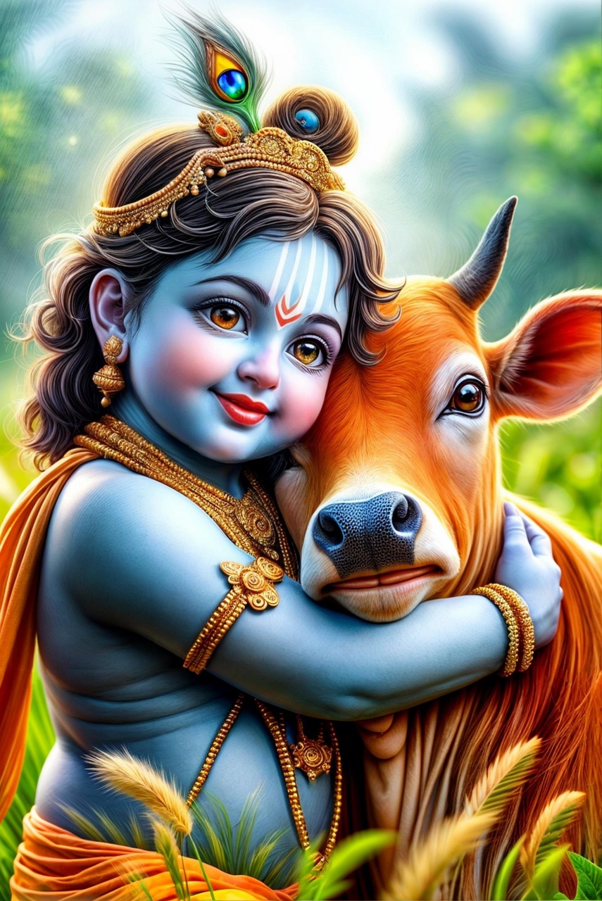 ai generiert, herr, krishna, gott, indien, hindu, vrindavan