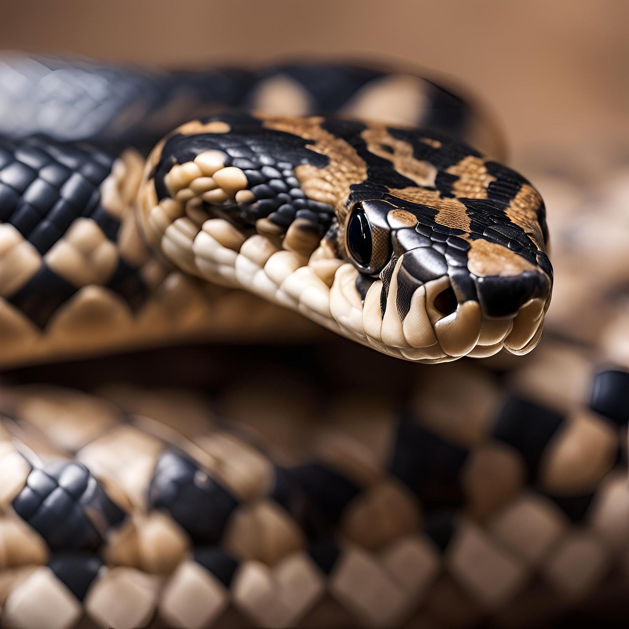 generato dall'ai, serpente, rettile, animali selvatici, testa di serpente, allarmante, lucertola, pitone, animale