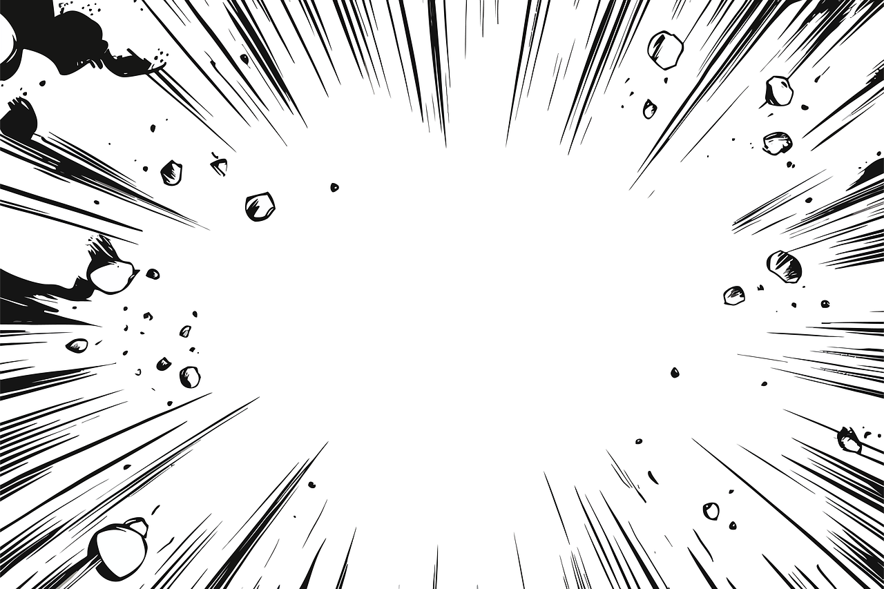 ai generiert, comic, geschwindigkeitslinien, linien, explosion, einschlag, wirkung, stil, platzen, schutt, dynamisch, energie, sprengen, stoßwelle, karikatur, aktion, gewalt, bewegung, dramatisch, zeichnung, blitz, grafik, mächtig