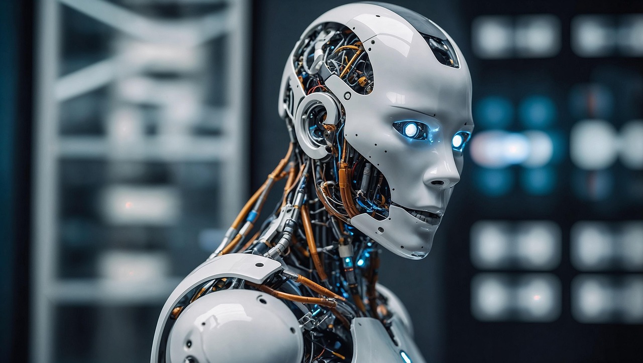 ai generated, science fiction, robot, self-determination, gaze, defense, critical, malicious, programming, remote control, android, wallpaper, cyborg, robotics, artificial intelligence, future