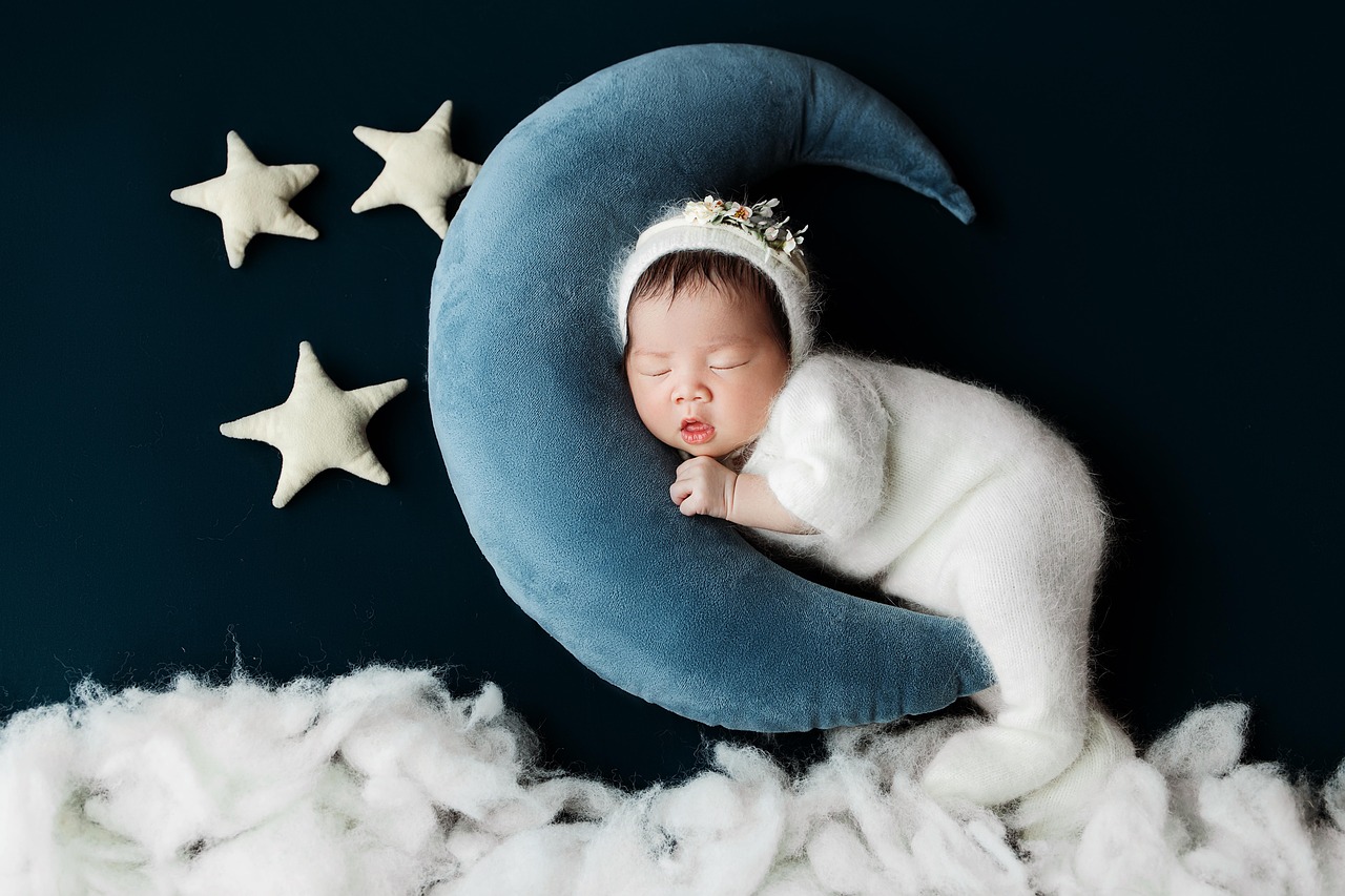 baby, newborn, little, child, sleep, cute, dream, moon, night, dark, young, star