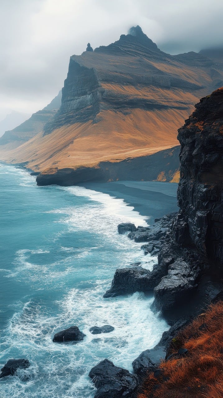 ai genereret, kyst, bølger, strand, natur, tapet, landskab, udendørs, miljø, hav, ocean, sand