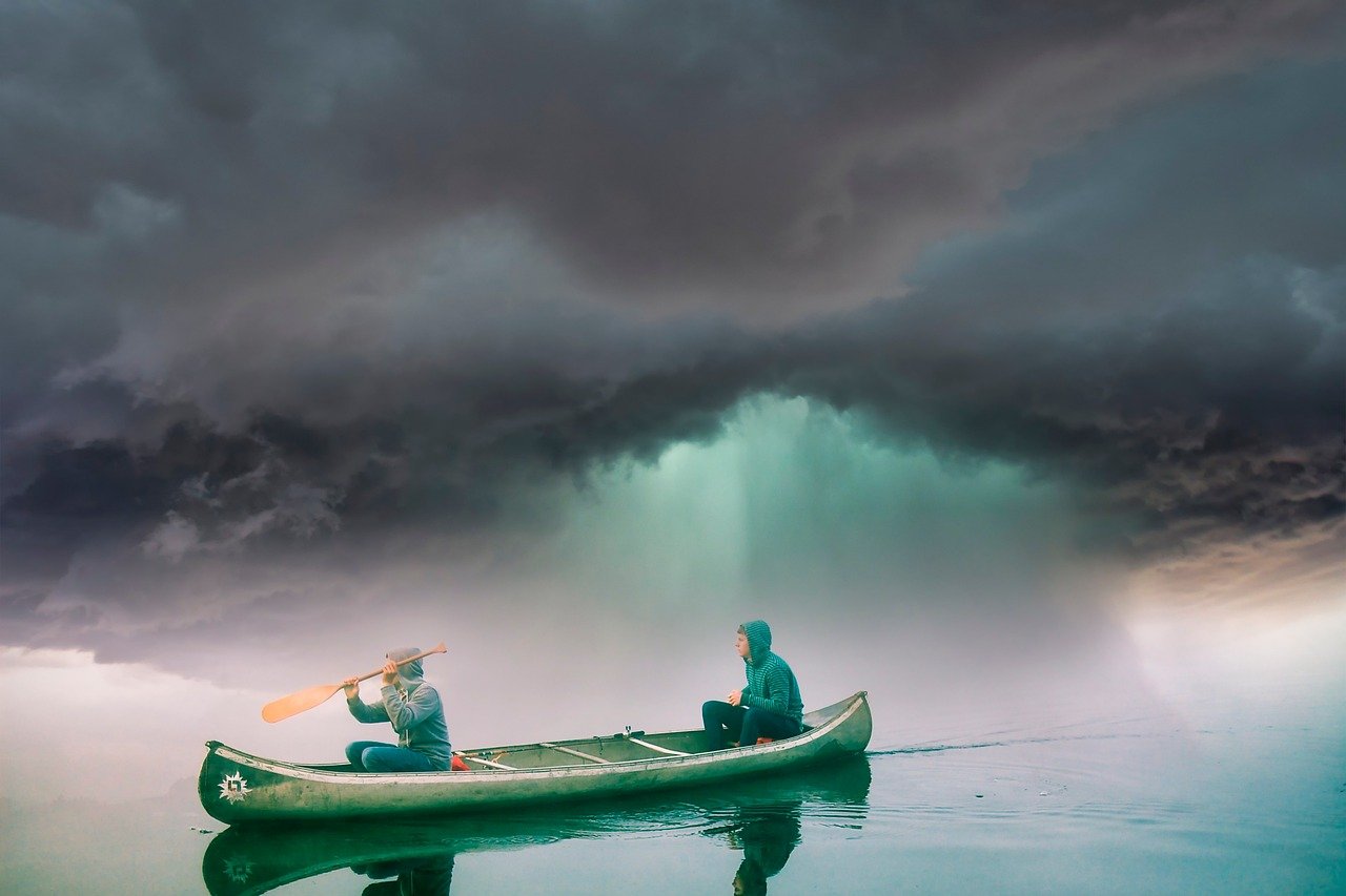 boot, zee, storm, natuur, regen, darling, wolken, mensen, weer, landschap