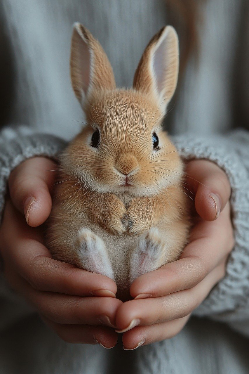 ai genereret, kanin, sød, fluffy, natur, kæledyr, dyr, lille, baby, hare, lodne, dejlig, charmerende