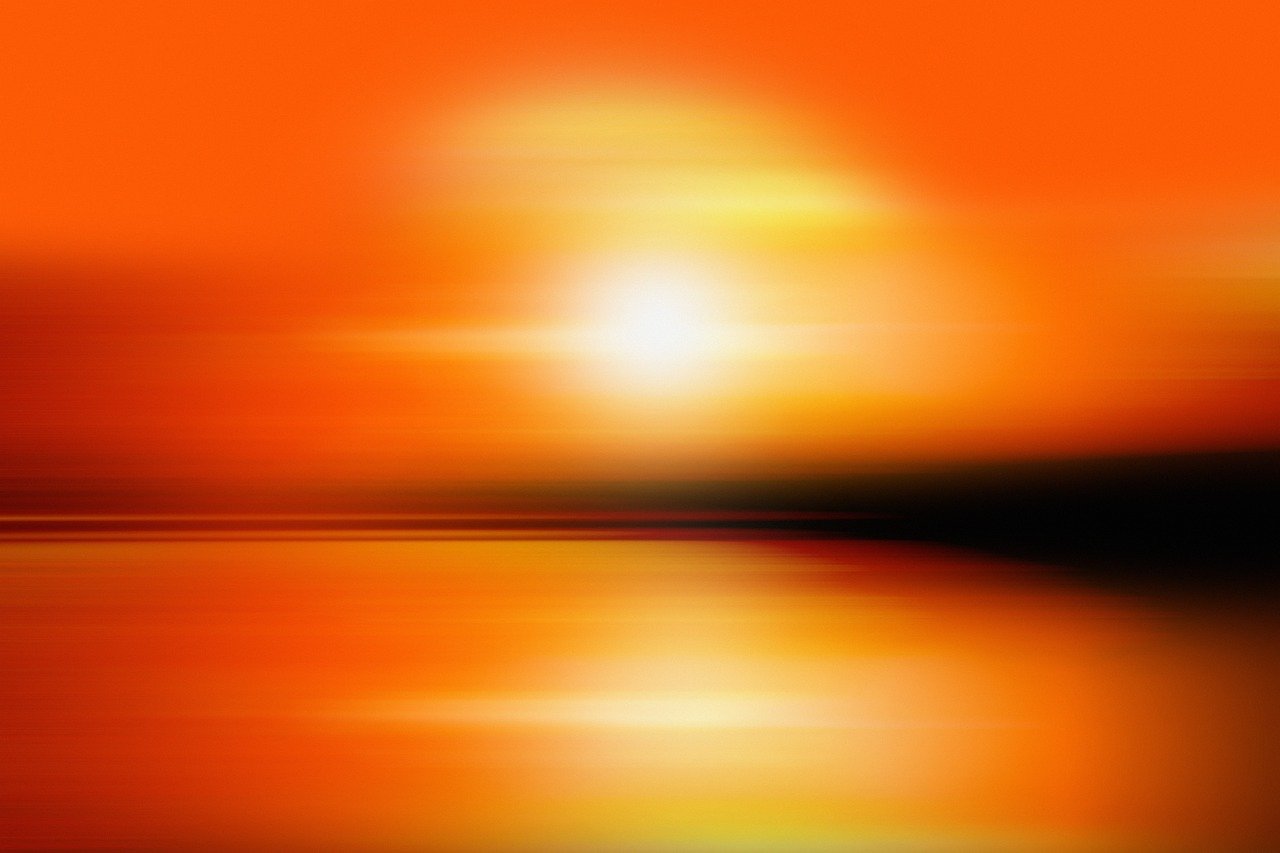solnedgang, ocean, horisont, natur, skumring, landskab, tusmørke, hav, solopgang, skyer