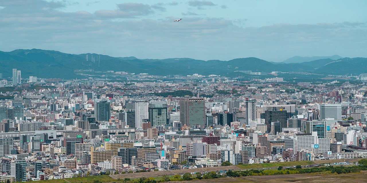 épület, városkép, város, japán, osaka, városi, felhőkarcoló, horizont, idegenforgalom
