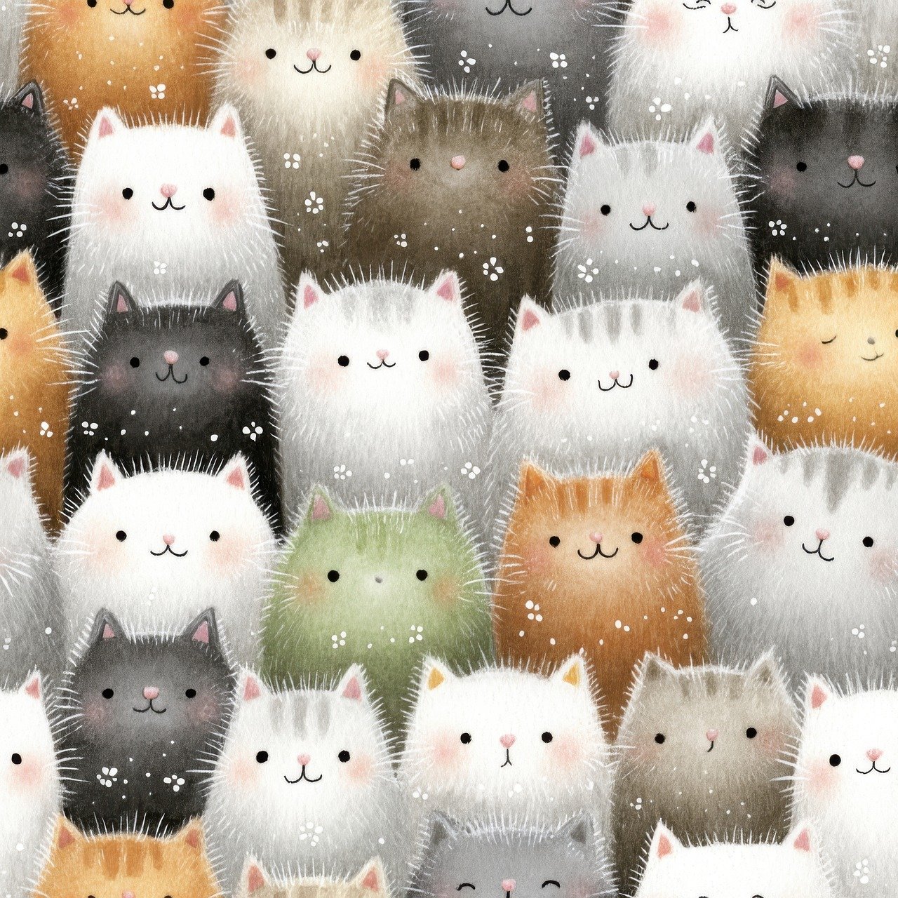 ai generált, macskák, cicák, természet, bolyhos, aranyos, imádni való, bújós, édes, bájos, szép, háziállatok, állatok, rajzfilm, kawaii