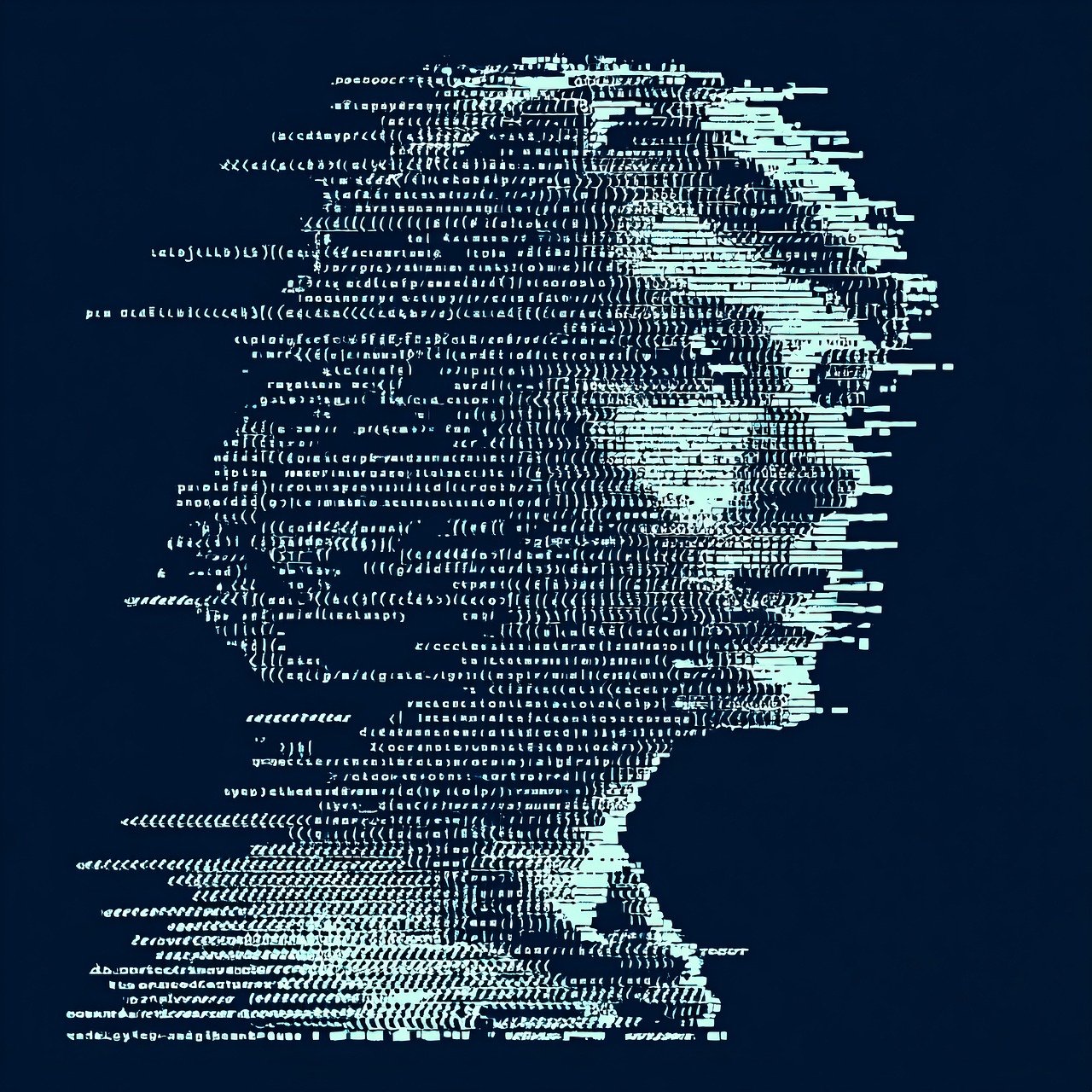 ai generowane, kod, twarz, dane, programowanie, cyfrowy, tożsamość, technika, oprogramowanie, ascii, deweloper, człowiek, dwójkowy, osoba, streszczenie, technologia, koder, scenariusz, sylwetka, lekki, matryca, niebieski, cyber, typografia, portret