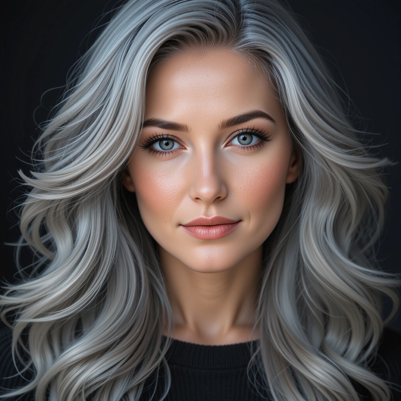 elegante, mulher idosa, lindo, agradável, cabelo bonito, menina