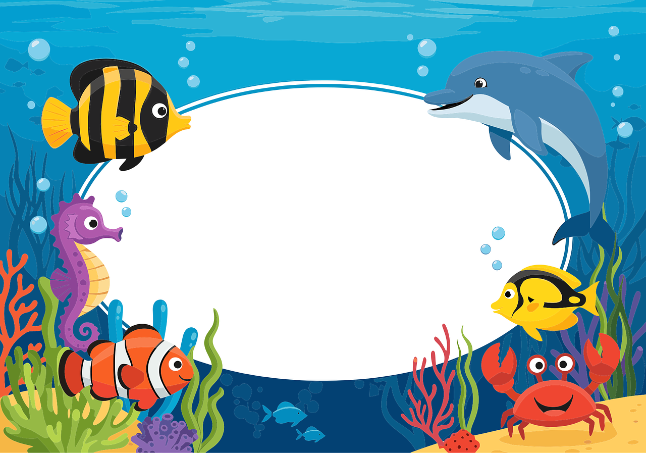 mundo submarino, oceano, peixe, golfinho, cavalo do mar, caranguejo, corais, algas marinhas, vida marinha, reino subaquático, aquarela, ilustração, cores claras, criaturas marinhas, biologia, ecossistema, natureza, beleza, fantasia, recife, paisagem marítima, animais, ai gerado