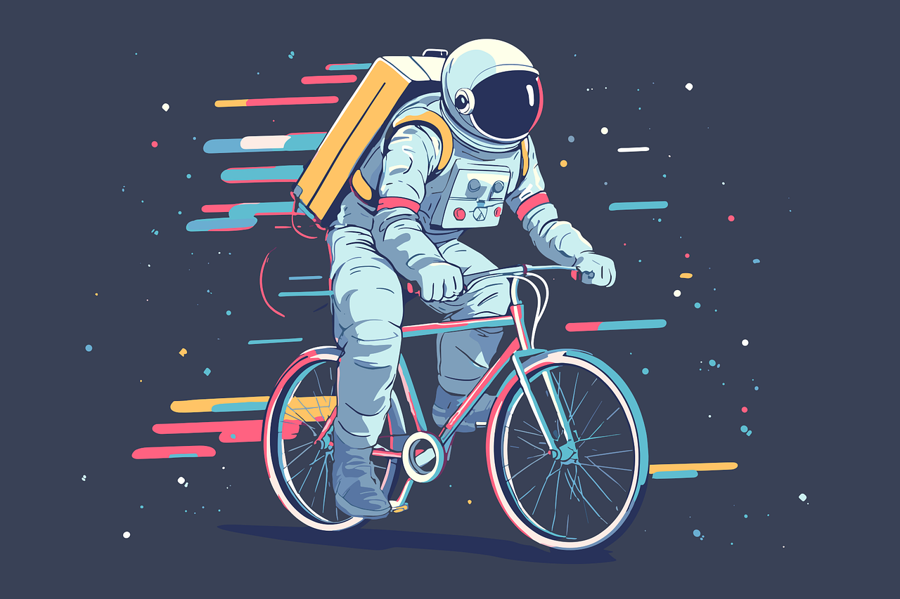 ai generated, courier, delivery, transport, space, universe, galaxy, astronaut, cosmos, stars, planet, saturn, cartoon