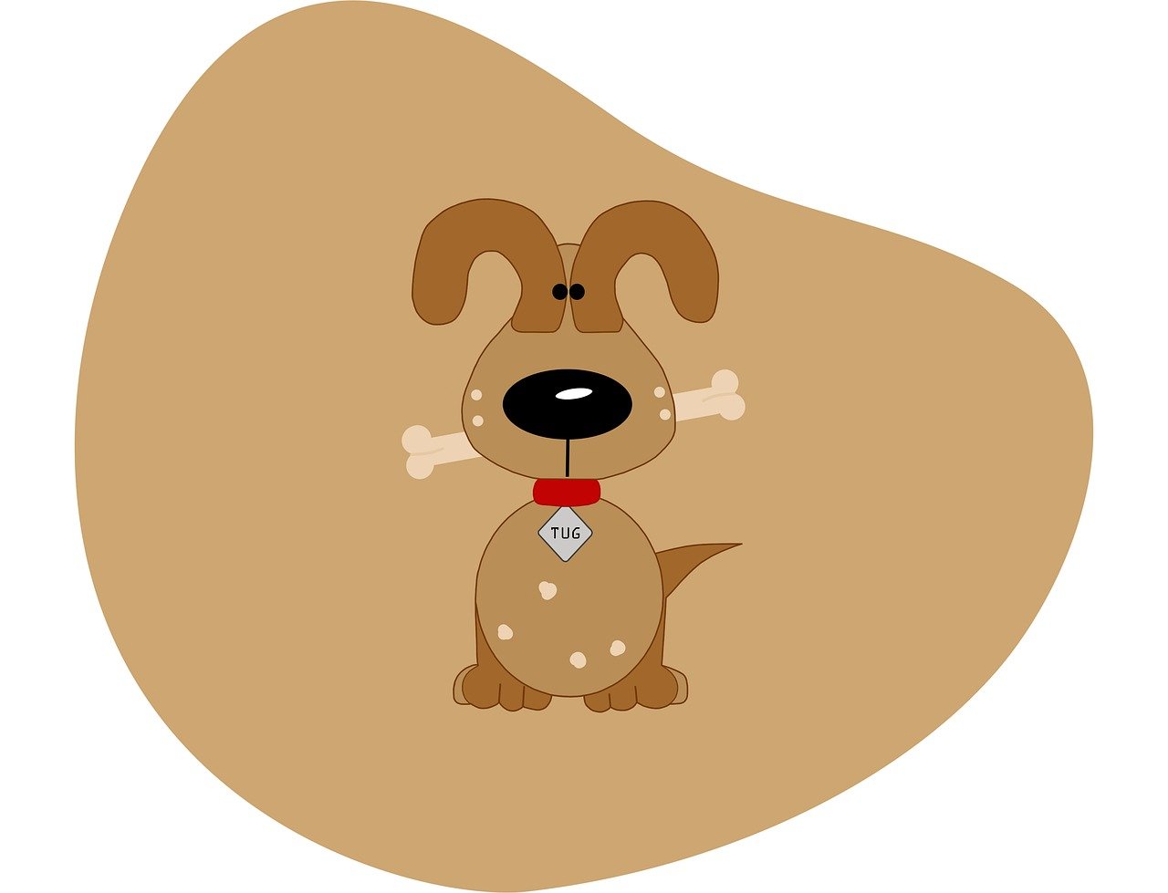 beagle, pet, bone, cute, hand drawn, collar, name tag, canine