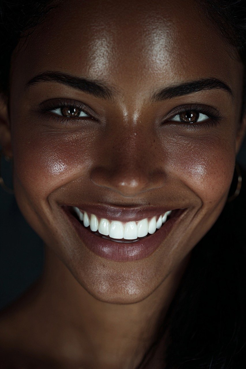 mulher, preto, sorriso, feliz, retrato, rosto, sorridente, modelo