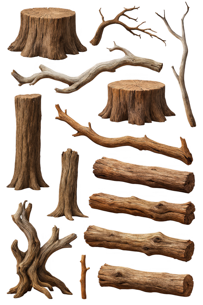 ai generated, wood logs, tree stumps, dry branches, bark texture, timber collection, forest elements, nature material, firewood pieces, woodland texture, rustic decor, chopped wood, isolated timber, realistic stumps, natural elements, forest wood, lumber cut, crafting materials, bark surface, wooden textures, camping firewood, organic resource, wood bundle, wild branches