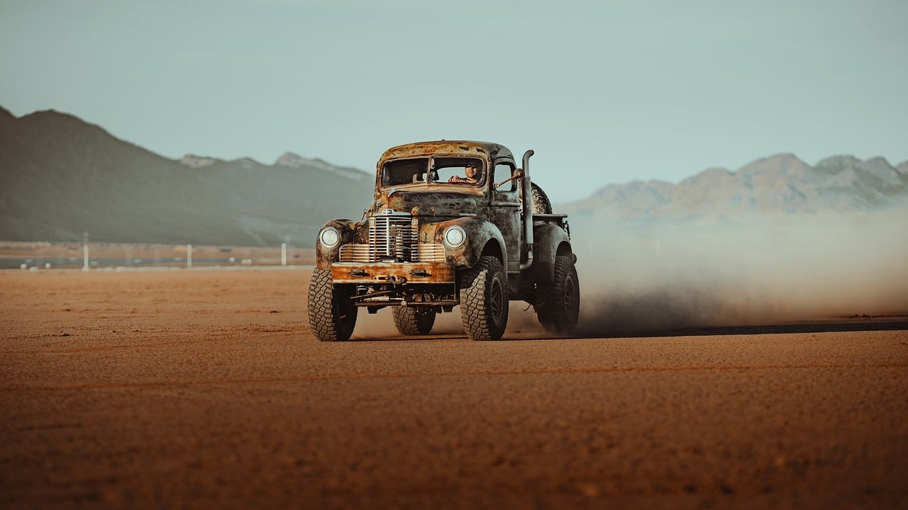 international, truck, nature, desert, drylake, lakebed, nevada, usa, classic, vintage, retro, vehicle