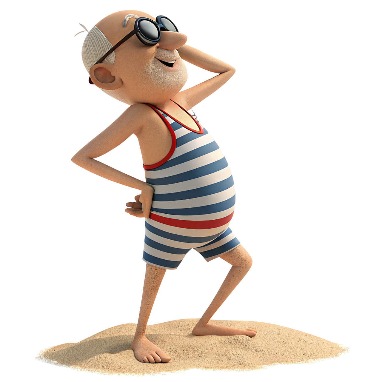 ai generated, elderly, old man, nature, human, old, older, pensioner, beach, summer, travel, vacation, sea, leisure