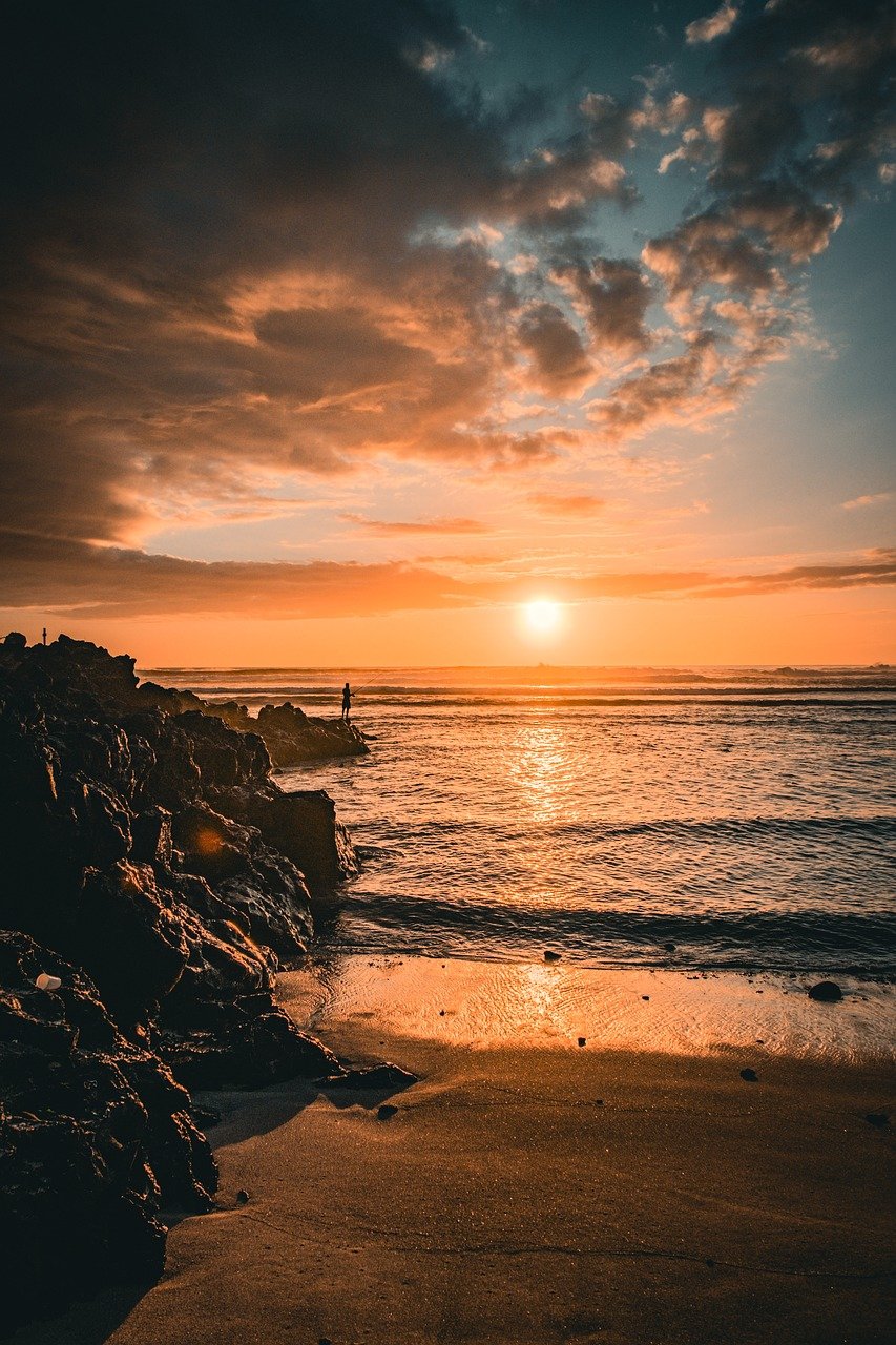 beach, sea, ocean, sunset, nature
