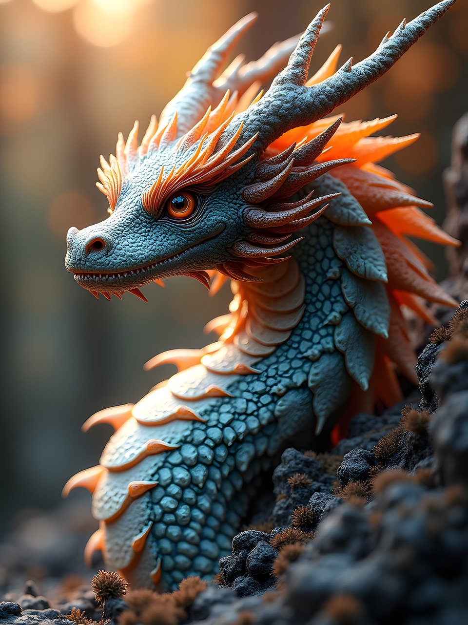 drago, lucertola, animale, rettile, fantasia, serpente, natura, bilancia, pericoloso, squamoso, ritratto, testa, generato dall'ai