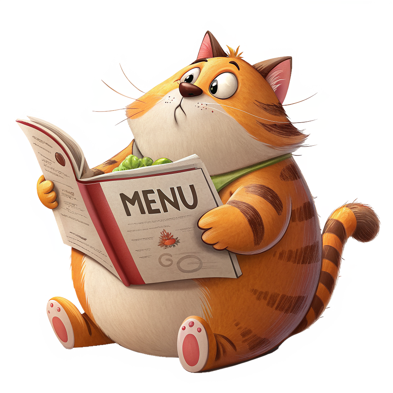 cat, feline, animal, striped, mustache, thick, pet, glutton, hungry, food, obesity, menu, nature, gastronomy, gourmet, ai generated