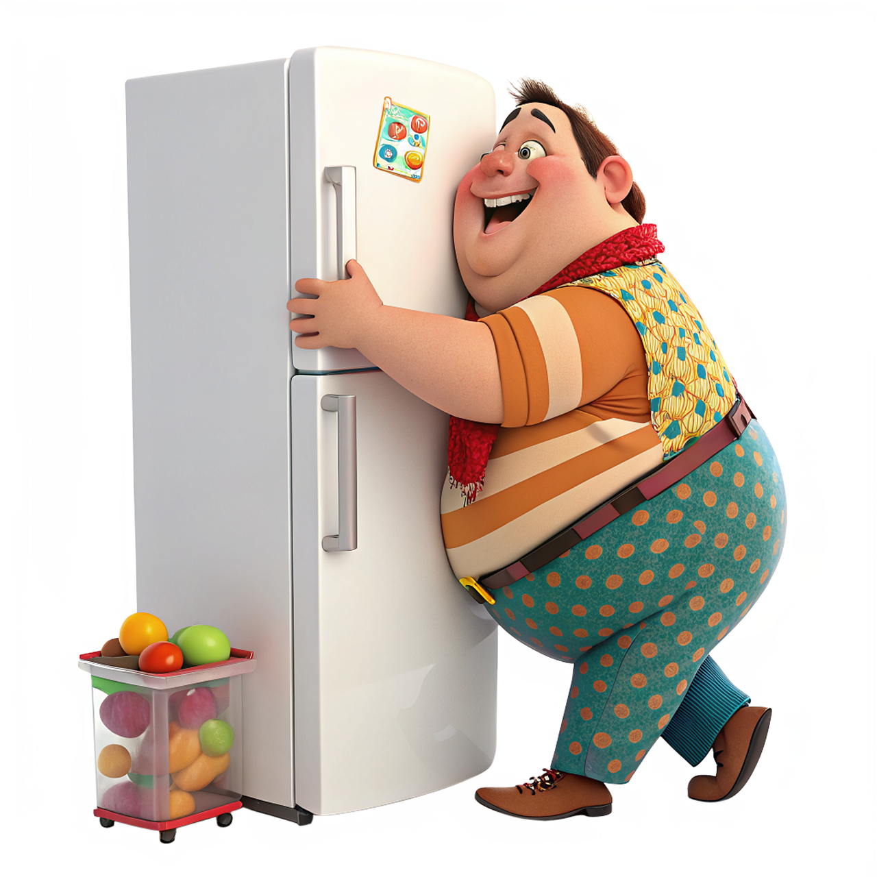 ai generated, stomach, obesity, hungry, unhealthy, overeating, gluttony, food, nutrition, thick, refrigerator