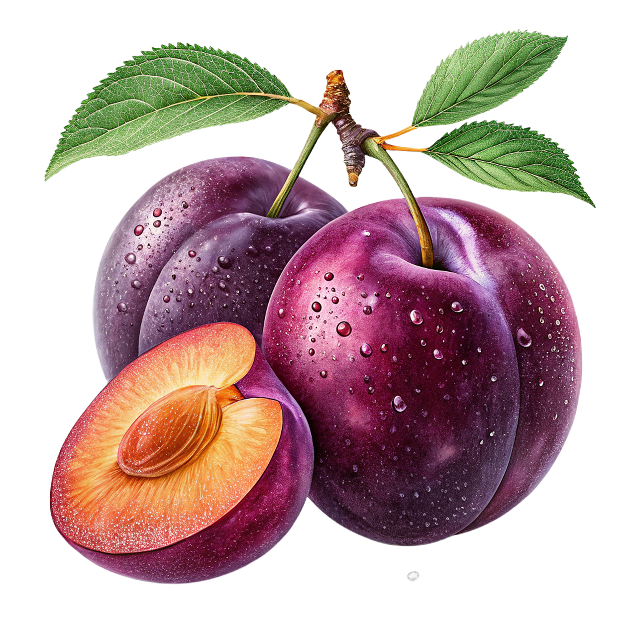 ai generated, fruit, plums, food, ripe, botany, vitamins, healthy, fresh, nutrition