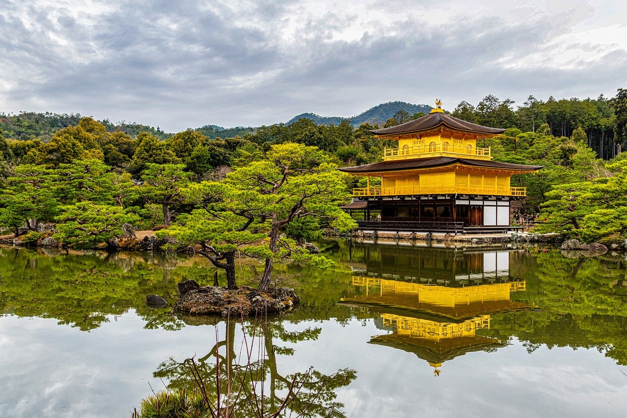 kinkaku, kyoto, japan, temple, nature, architecture, vacation, hanami, spring, sakura